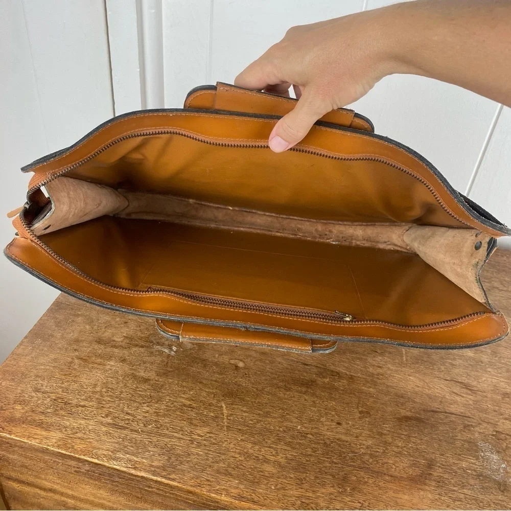 Vintage Leather Unisex Briefcase Laptop Document Commuter Bag